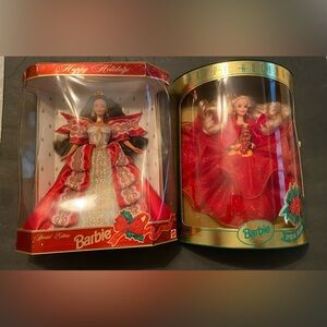 Happy Holidays Barbie 1997 10th Anniversary and 1993